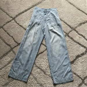 Cloth & Stone wide leg pants chambray tencel lyocell high rise small